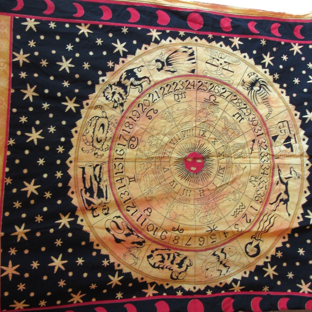 Vintage Zodiac Tapestry 100% Cotton Astrology Curtain Wall hang